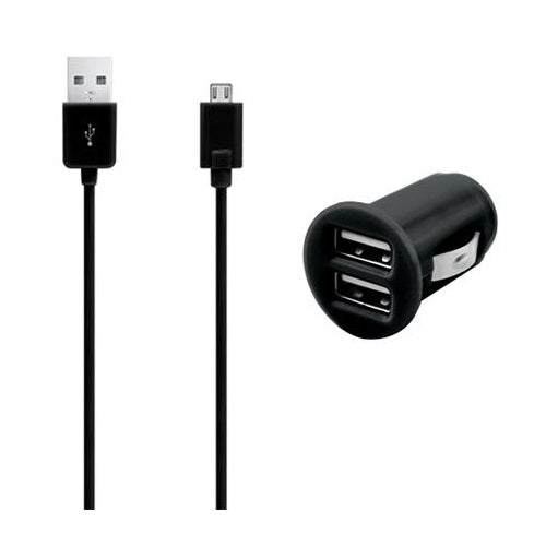 3SIXT, 3SIXT Dual USB Car Charger 2.1A - Micro USB - 1.0m - Noir