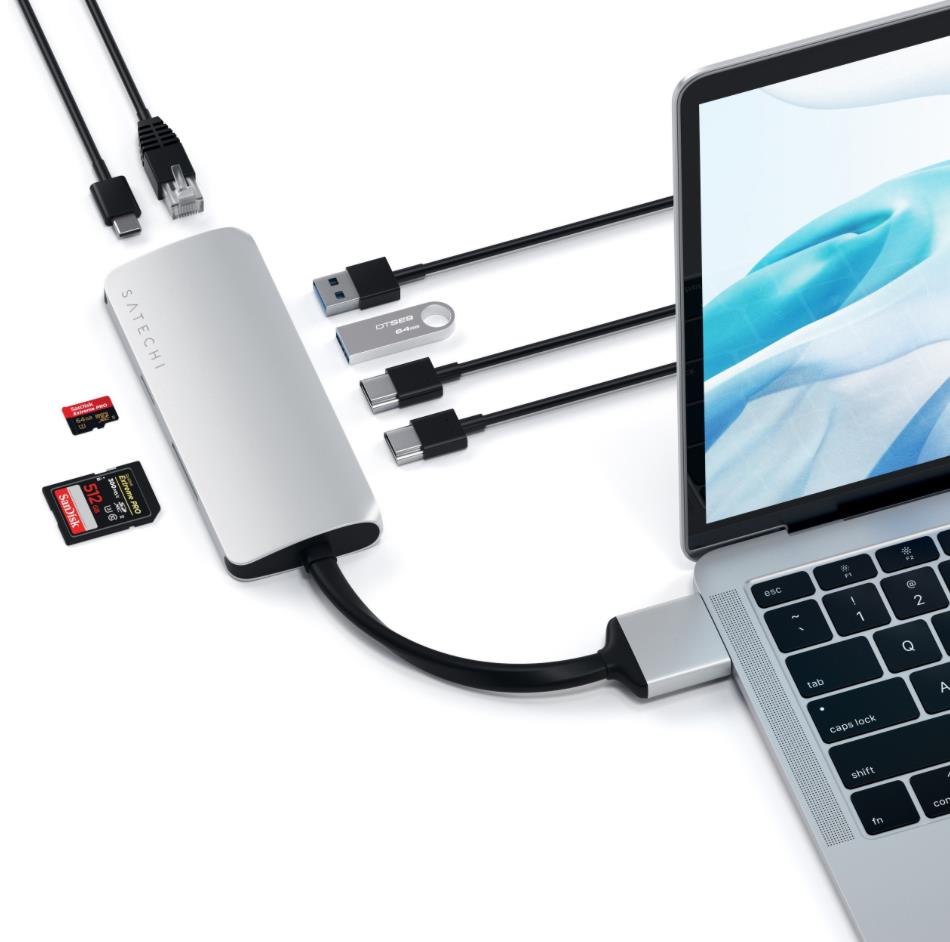 Satechi, Adaptateur multimédia double USB-C de Satechi (argent)