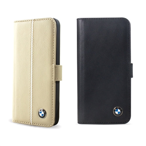 CG Mobile, BMW Genuine Leather Wallet Case Apple iPhone 5 / 5S / SE 1st Gen - Cream