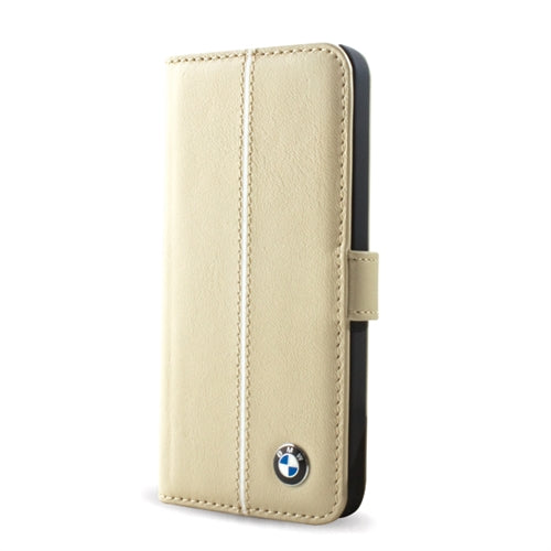 CG Mobile, BMW Genuine Leather Wallet Case Apple iPhone 5 / 5S / SE 1st Gen - Cream