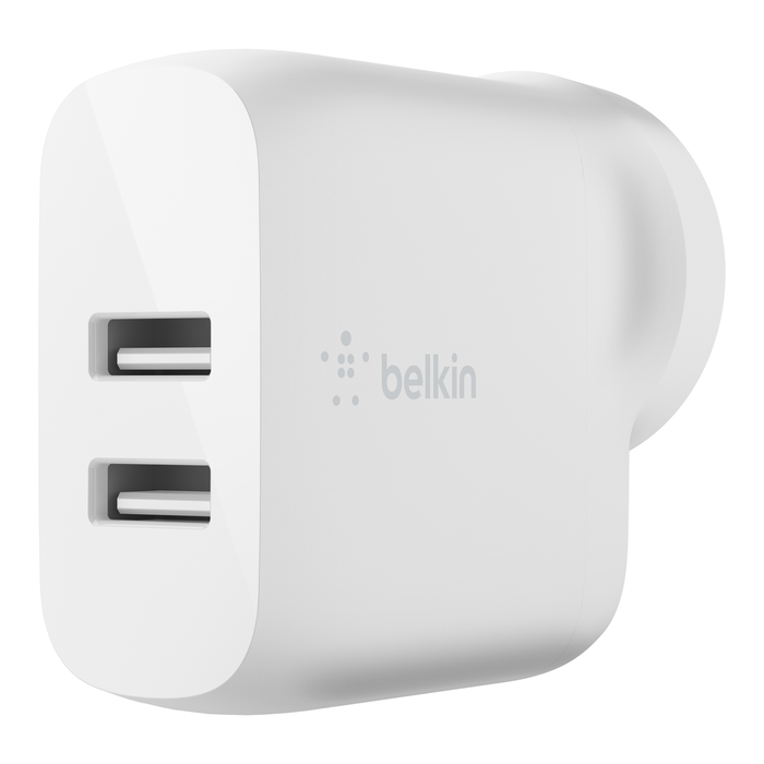 Belkin, Belkin 24W Dual USB-A Wall Charger - White (No Cable)