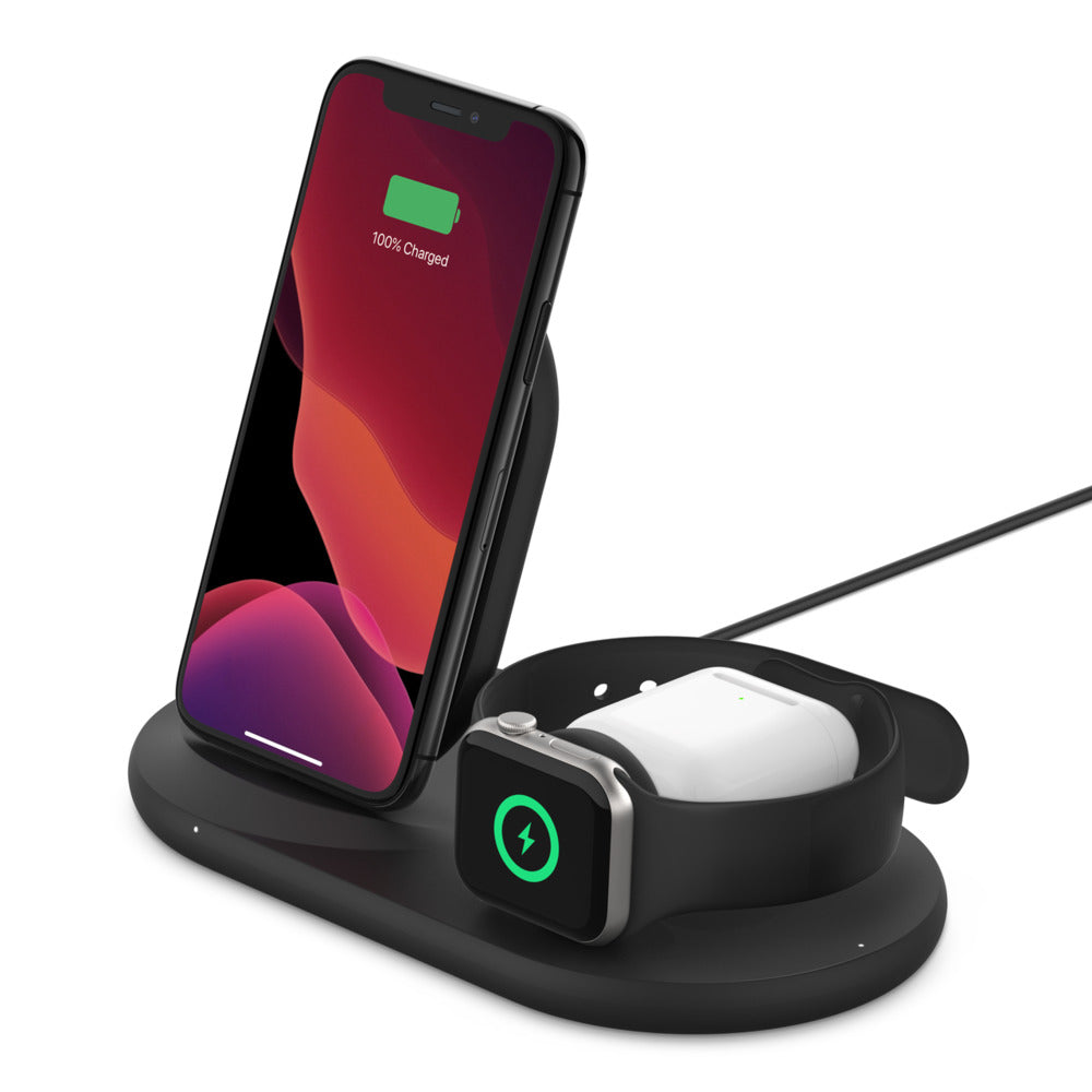 Belkin, Belkin Boost Charge 3 in 1 Wireless Charging Dock pour iPhone + Apple Watch + Airpods - Noir