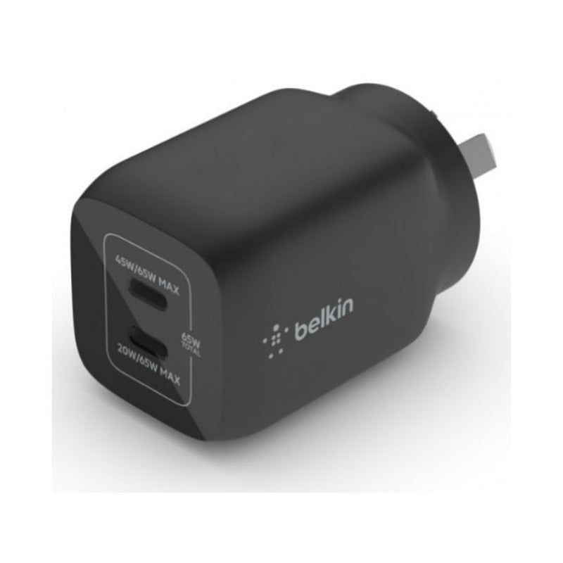 Belkin, Belkin Chargeur GaN double USB-C 65W 45W x1 20W x1 - Noir