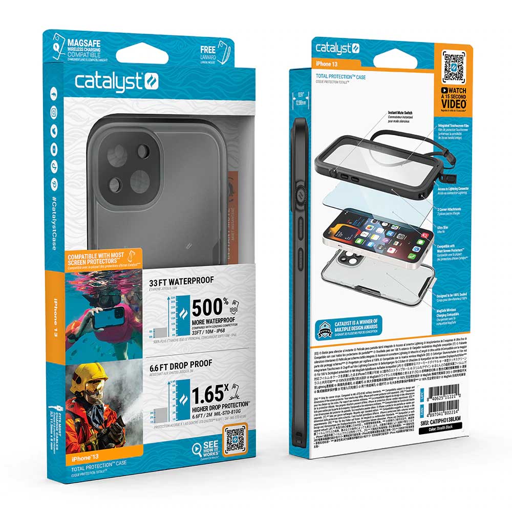 Catalyseur, Catalyst Total Protection Waterproof Case iPhone 13 Standard 6.1 inch - Clear Black