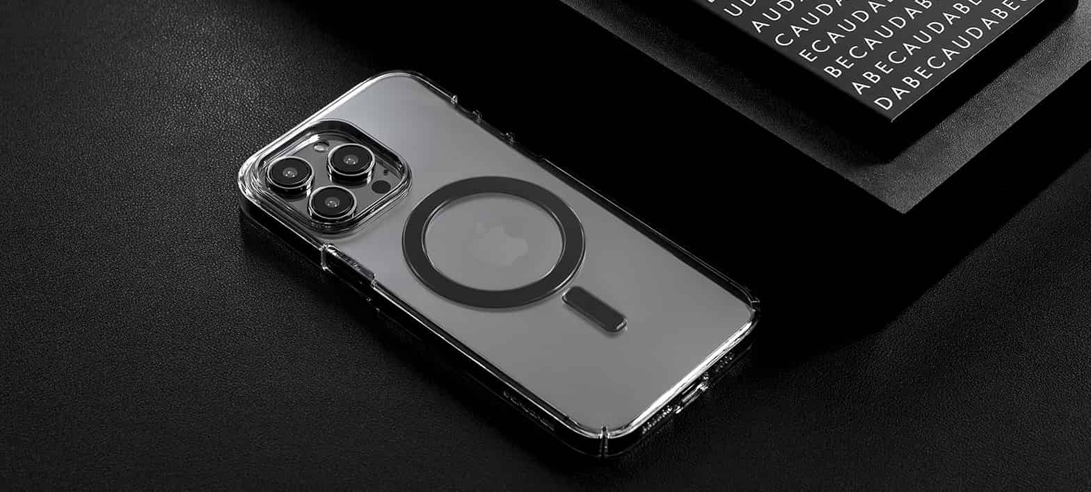 Caudabe, Caudabe Lucid Ultra Slim & MagSafe Case iPhone 14 Pro 6.1 Crystal / Charcoal