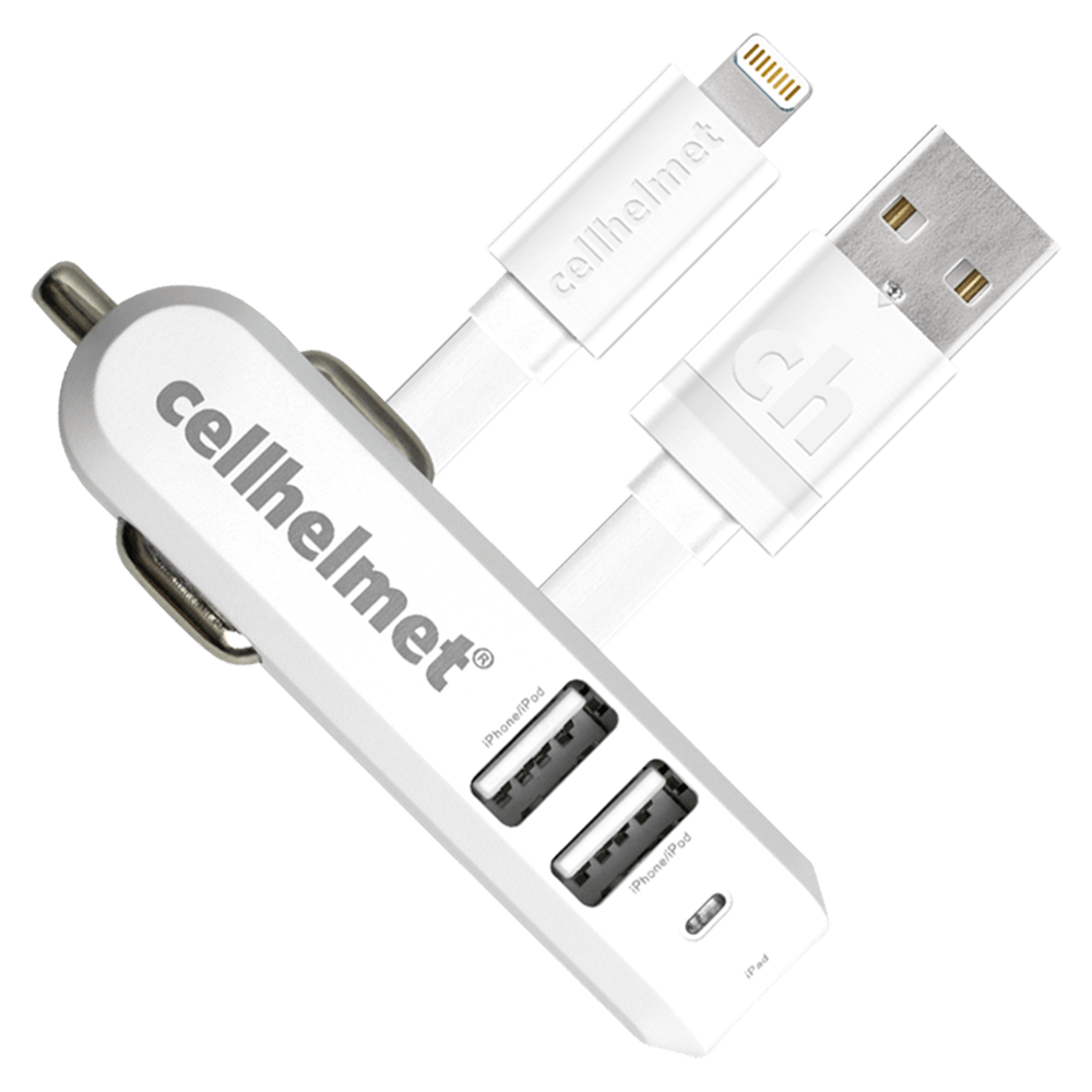 Cellhelmet, Chargeur de voiture à trois ports 4.8A avec câble Apple Lightning 3ft