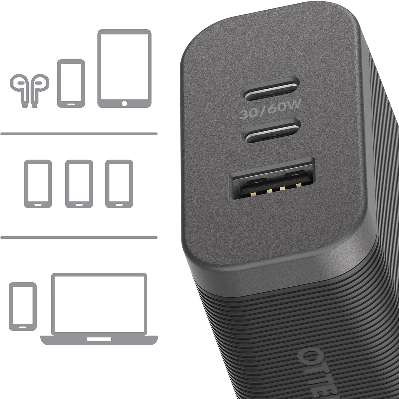 OtterBox, Chargeur mural Otterbox Premium Pro Fast Charge 2 USB-C & USB-A (AU) (72W combiné)