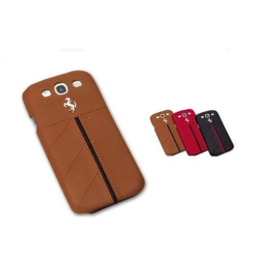 CG Mobile, Coque arrière en cuir Ferrari California pour Samsung Galaxy S3 III - Marron