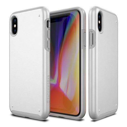 Patchworks, Coque robuste Patchworks Chroma Metalic pour iPhone X - Blanc