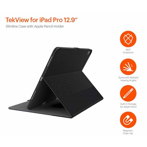 Cygnett, Cygnett TekView Folio Case iPad Pro 12.9 pouces 5ème 2021 / 4ème 2020 / 3ème 2018 - Noir