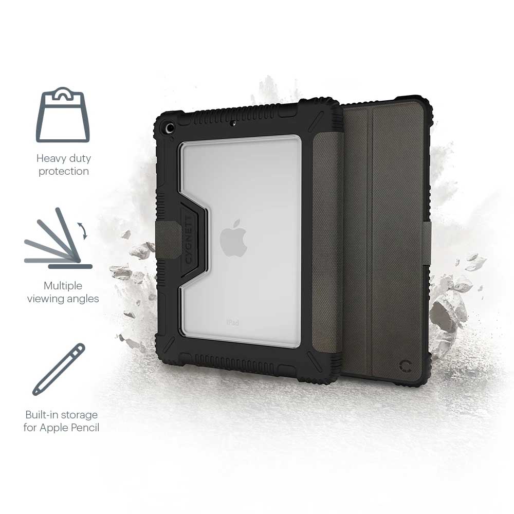 Cygnett, Cygnett Workmate Tough & Rugged iPad 8th & 7th 10.2 Folio Case - Noir