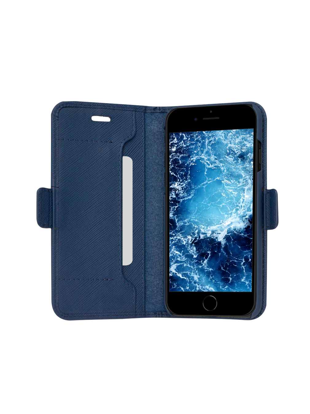 Dbramante1928, Dbramante1928 Milano Saffiano Leather Folio Case iPhone SE 3rd / 2nd / 8 / 7 - Ocean Blue