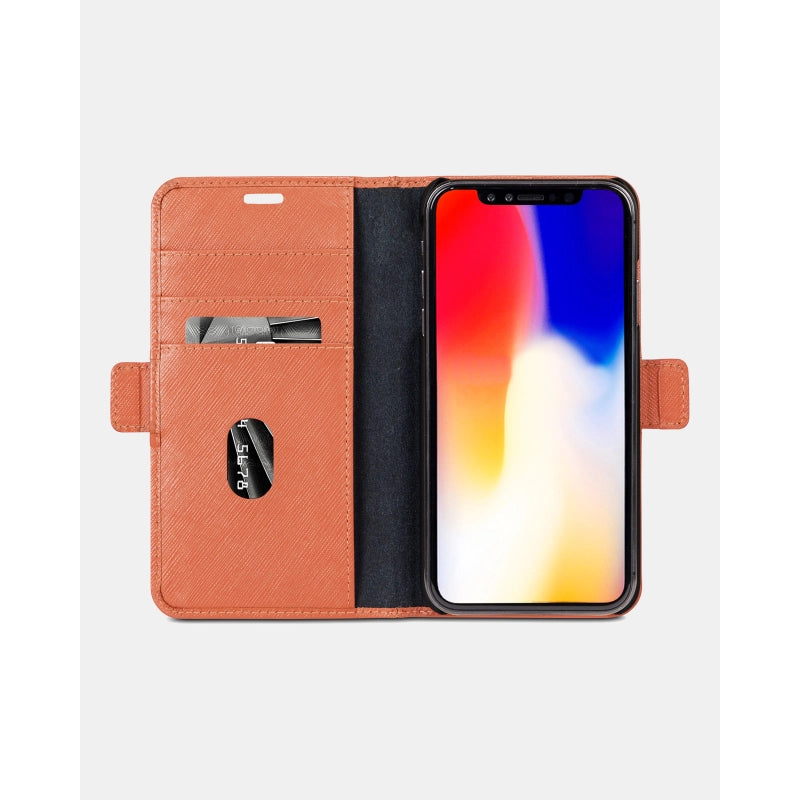 Dbramante1928, Dbramante1928 Milano étui Folio en cuir Saffiano iPhone XS Max - Rusty Rose