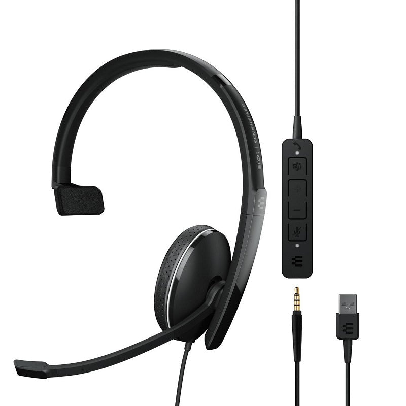 Epos Sennheiser, EPOS Sennheiser ADAPT 135T USB II Casque d'écoute filaire unilatéral avec prise jack 3,5 mm Noir