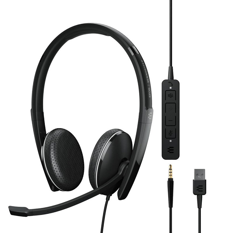 Epos Sennheiser, EPOS Sennheiser ADAPT 165T USB II Casque d'écoute filaire double face avec prise jack 3,5 mm Noir