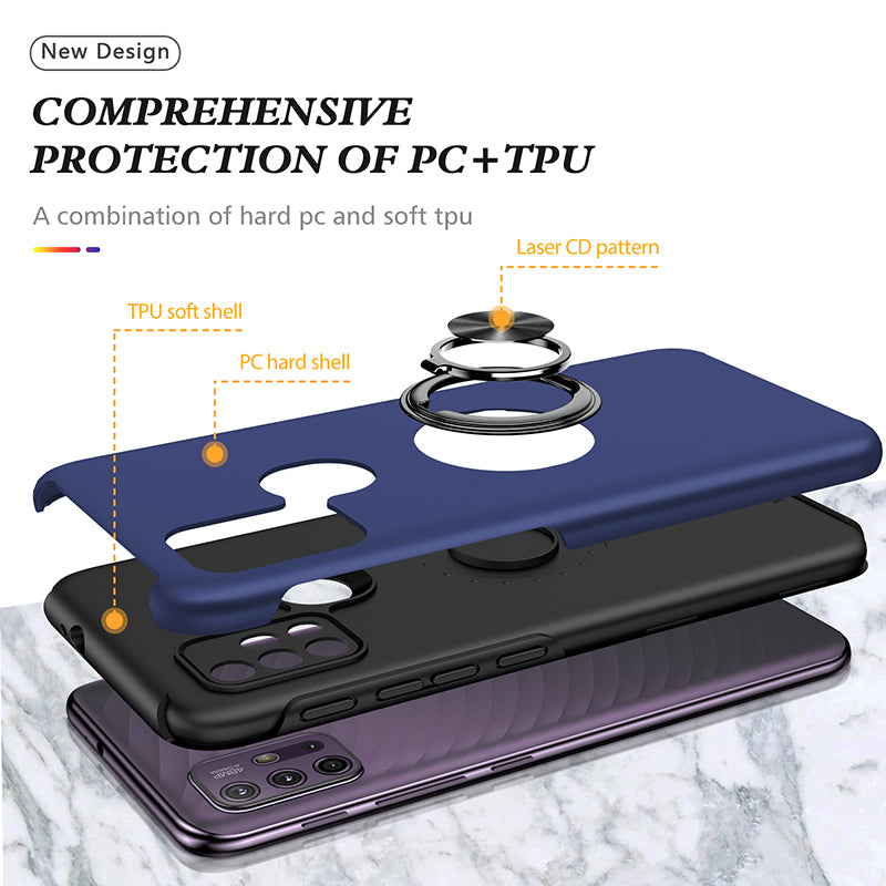 Générique, Etui Armor robuste et protecteur Moto G10 / G30 et support d'anneau - Bleu