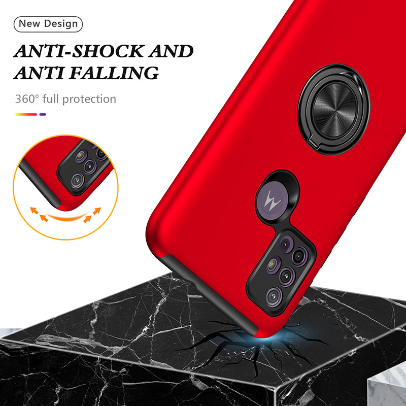 Générique, Etui Armor robuste et protecteur Moto G10 / G30 et support d'anneau - Rouge