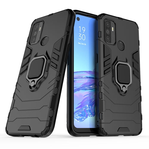 Générique, Etui Armour robuste et protecteur Oppo A53 & A53S 4G Support d'anneau intégré - Noir