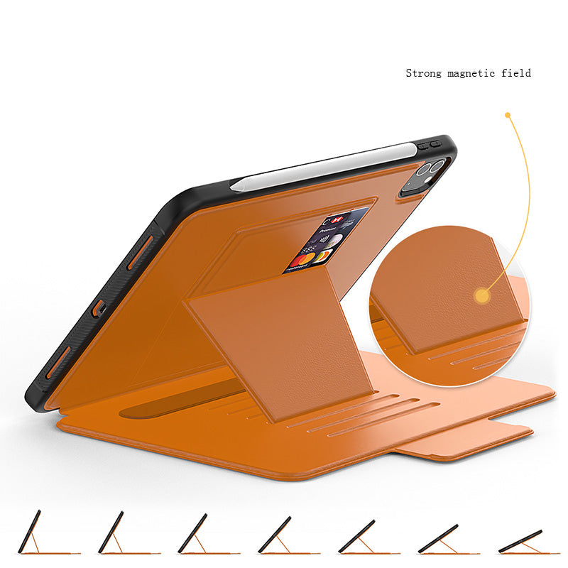 Générique, Etui Folio en cuir synthétique pour iPad Pro 11 & Air 5 & 4 avec Kickstand - Marron