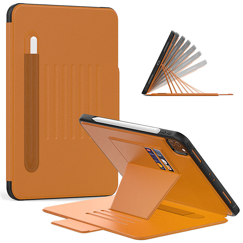 Générique, Etui Folio en cuir synthétique pour iPad Pro 11 & Air 5 & 4 avec Kickstand - Marron