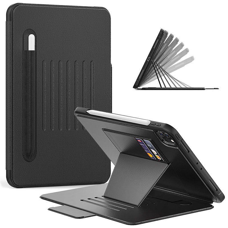 Générique, Etui Folio en cuir synthétique pour iPad Pro 11 & Air 5 & 4 avec Kickstand - Noir