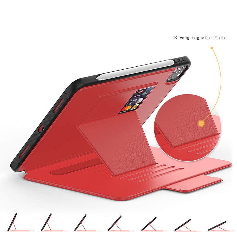 Générique, Etui Folio en cuir synthétique pour iPad Pro 11 & Air 5 & 4 avec Kickstand - Rouge