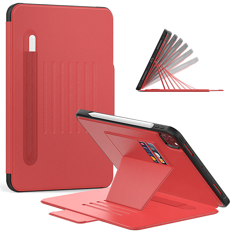 Générique, Etui Folio en cuir synthétique pour iPad Pro 11 & Air 5 & 4 avec Kickstand - Rouge