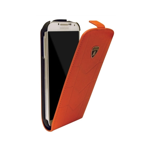 iMobo, Etui cuir Lamborghini Véritable Samsung Galaxy S 4 IV S4 GT-i9500 Orange