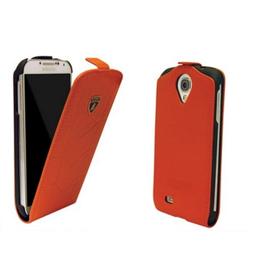 iMobo, Etui cuir Lamborghini Véritable Samsung Galaxy S 4 IV S4 GT-i9500 Orange