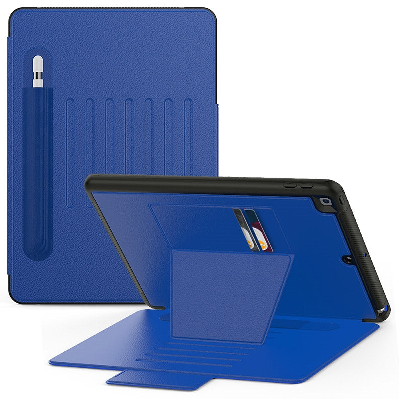 Générique, Étui en cuir synthétique robuste Folio iPad 9e & 8e & 7e Mag Latch & Kickstand - Bleu