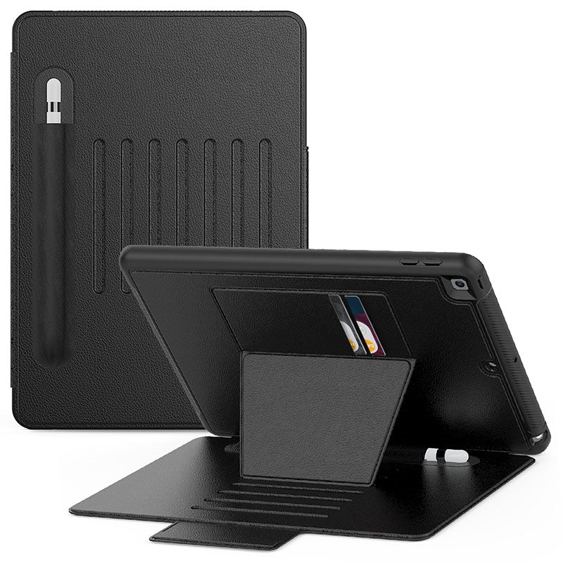 Générique, Étui en cuir synthétique robuste Folio iPad 9e & 8e & 7e Mag Latch & Kickstand - Noir