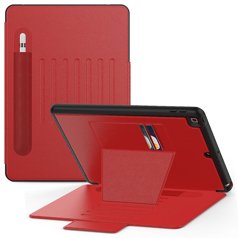 Générique, Étui en cuir synthétique robuste Folio iPad 9e & 8e & 7e Mag Latch & Kickstand - Rouge