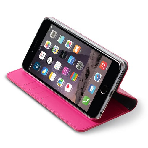 Patchworks, Étui portefeuille en cuir mince Patchworks pour iPhone 6 Plus - Rose