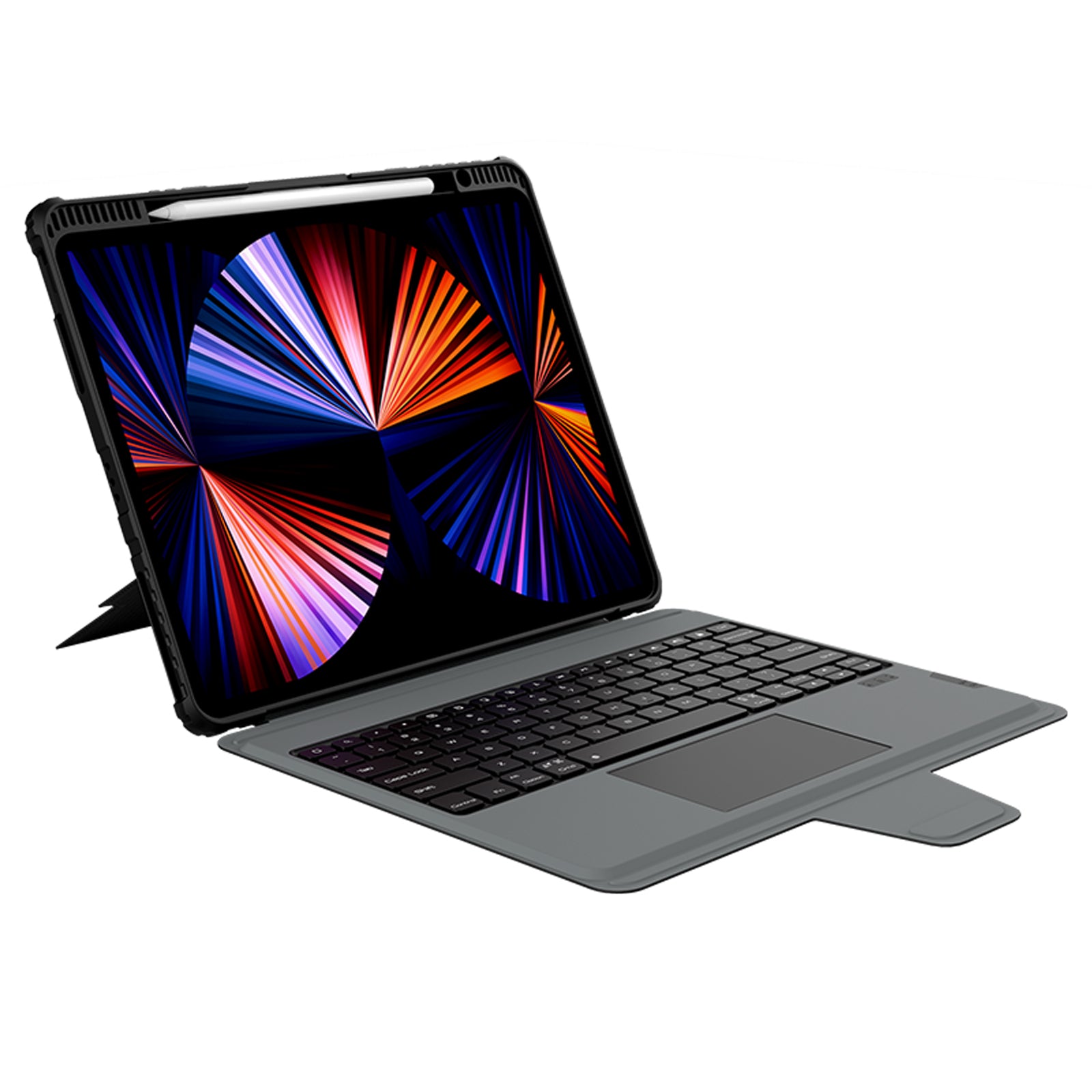 Générique, Étui robuste avec clavier détachable et trackpad pour iPad Pro 12.9 4e 5e 6e Gen - Noir