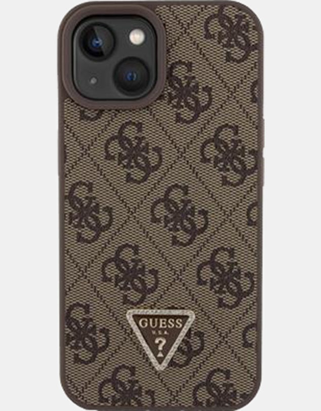 Deviner, GUESS 4G Edition Coque protectrice iPhone 15 Standard 6.1 - Marron