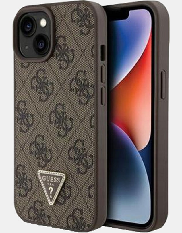 Deviner, GUESS 4G Edition Coque protectrice iPhone 15 Standard 6.1 - Marron