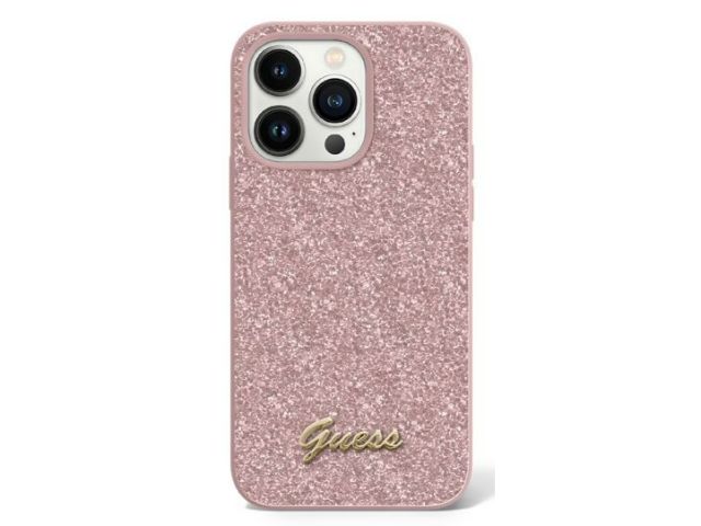 Devinez, GUESS Coque protectrice Glitter Flakes iPhone 14 Standard 6.1 - Rose