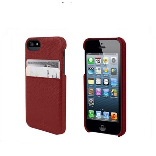 Hexagone, HEX SOLO Etui portefeuille en cuir véritable pour iPhone 5 Torino Rouge