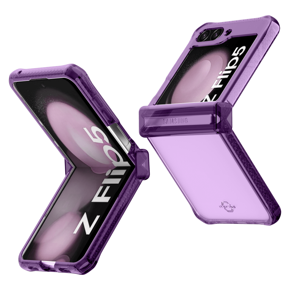 Itskins, ITSKINS Hybrid_R Clear Hinge Case pour Samsung Galaxy Z Flip5 Transparent Purple and Transparent