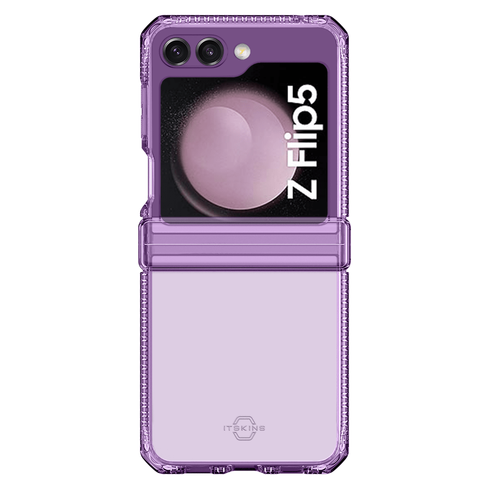 Itskins, ITSKINS Hybrid_R Clear Hinge Case pour Samsung Galaxy Z Flip5 Transparent Purple and Transparent