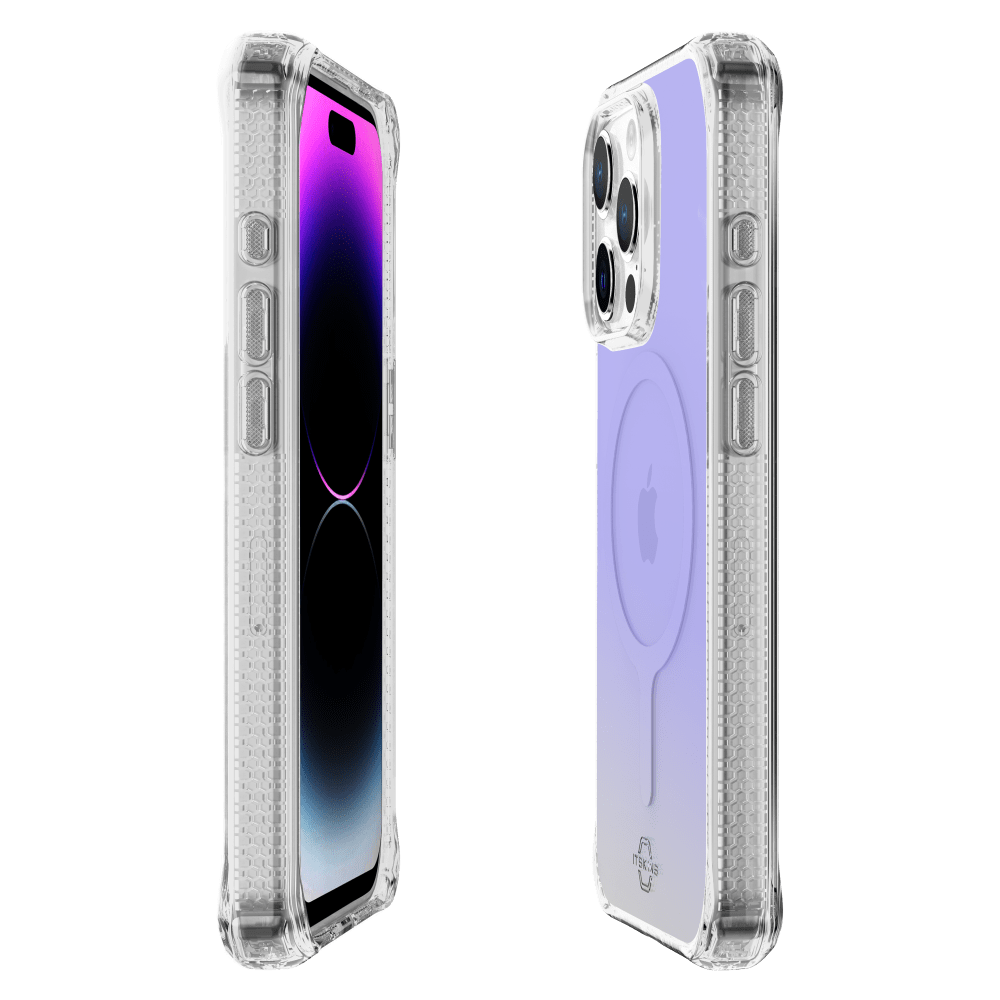 Itskins, ITSKINS Hybrid_R Iridescent MagSafe Case pour Apple iPhone 15 / iPhone 14 / iPhone 13 Violet irisé