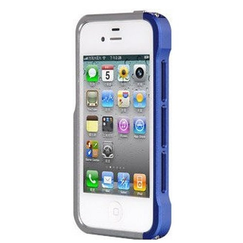 Luxa 2, LUXA2 Alum Armor suits Apple iPhone 4 / 4S Stand Case LHA0074-A - Bleu / Argent