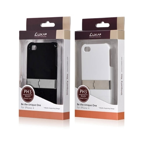 Luxa 2, Luxa 2 PH3 Metallic Stand Hard Case pour Apple iPhone 4 / 4S Blanc