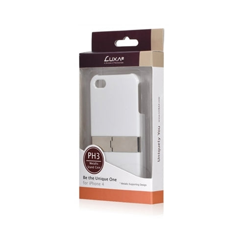 Luxa 2, Luxa 2 PH3 Metallic Stand Hard Case pour Apple iPhone 4 / 4S Blanc