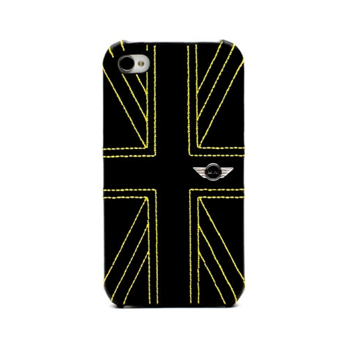 CG Mobile, Mini Cooper iPhone 4 / 4S Union Jack Leather Back Case Yellow Stripe