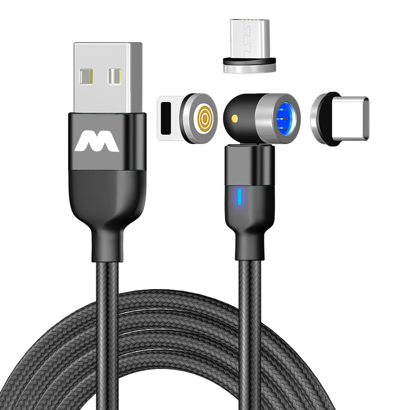 Générique, Multi Connectors Magnetic Charge & Data 1M 3A Braided Nylon Cable USB C / Micro USB / Lightning