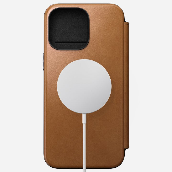 Nomade, Nomad Modern Leather Folio Case iPhone 15 Pro Max -Tan anglais