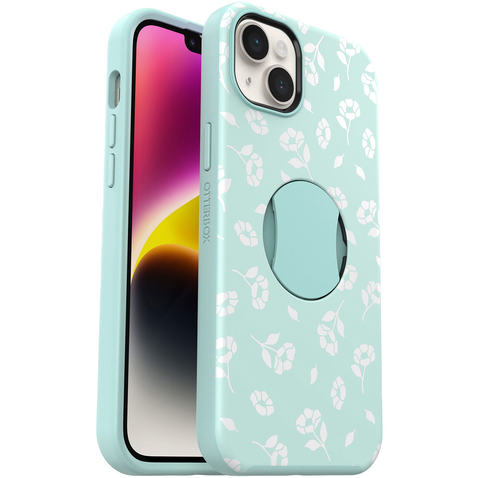 OtterBox, OtterGrip Symmetry Case avec MagSafe iPhone 14 Plus 6.7 pouces Poppies Sea Blue