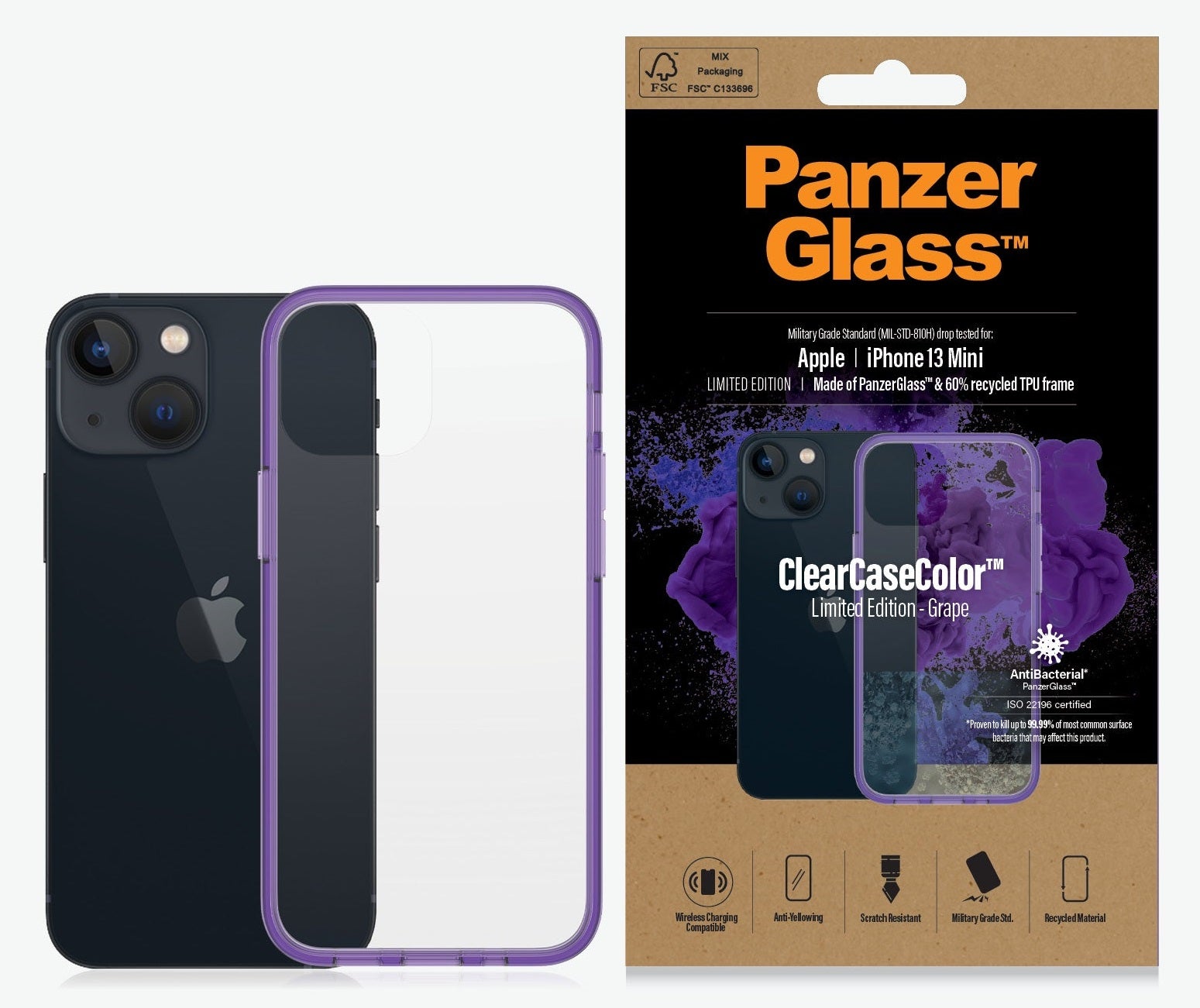 PanzerGlass, PanzerGlass Clear Case Apple iPhone 13 Mini - Grape Purple