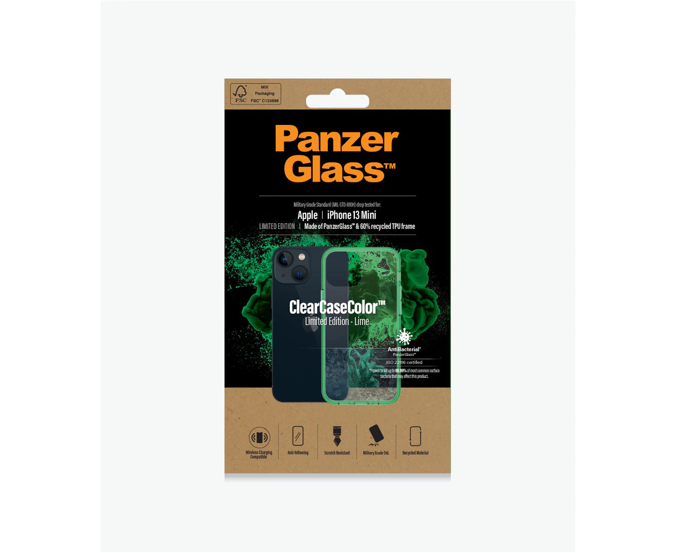 PanzerGlass, PanzerGlass Clear Case Apple iPhone 13 Mini - Vert Lime